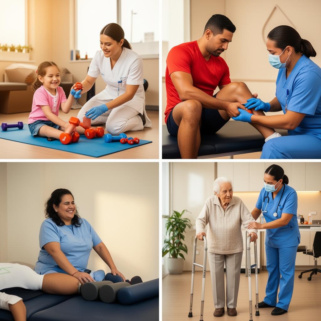 Terapeuta atendiendo paciente en clínica moderna